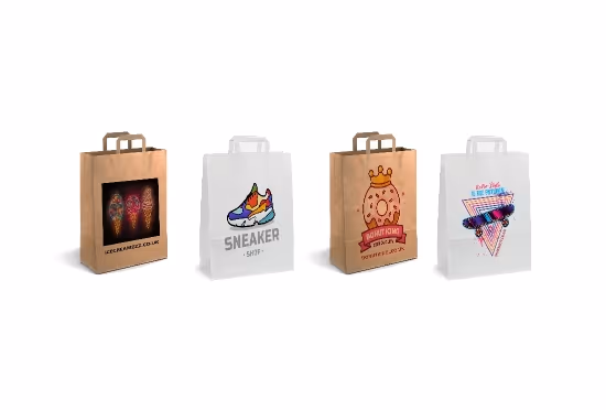Full Colour Print Flat Handle Paper Bags